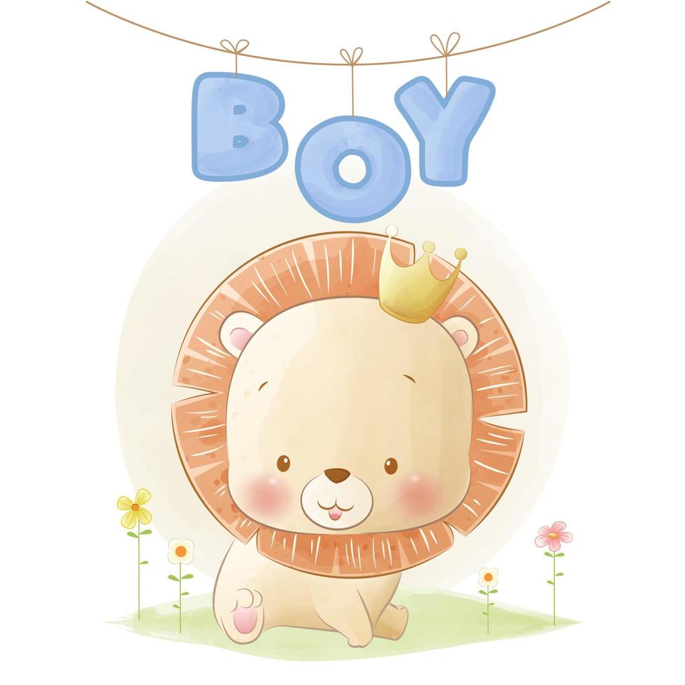 Baby milestone cards cute animals, cute lion Baby Boy vector