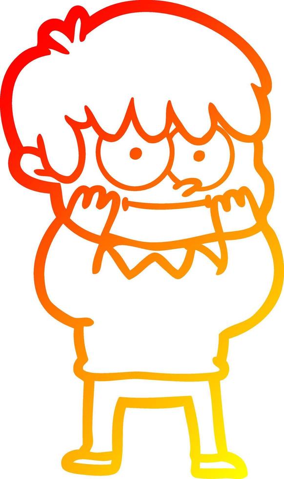 warm gradient line drawing happy cartoon man vector