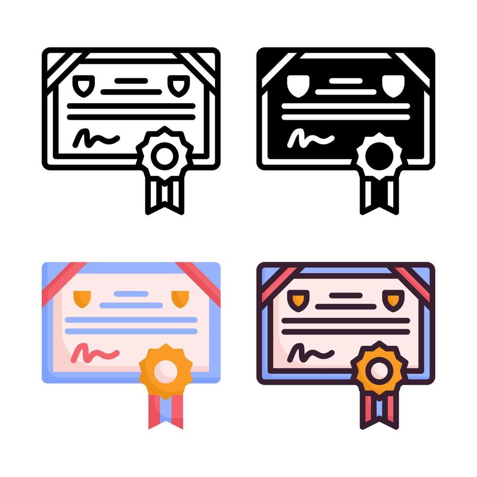 colección de estilo de conjunto de iconos de certificado vector