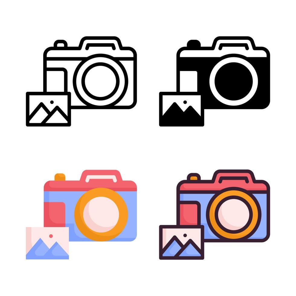 colección de estilo de conjunto de iconos de fotografía vector