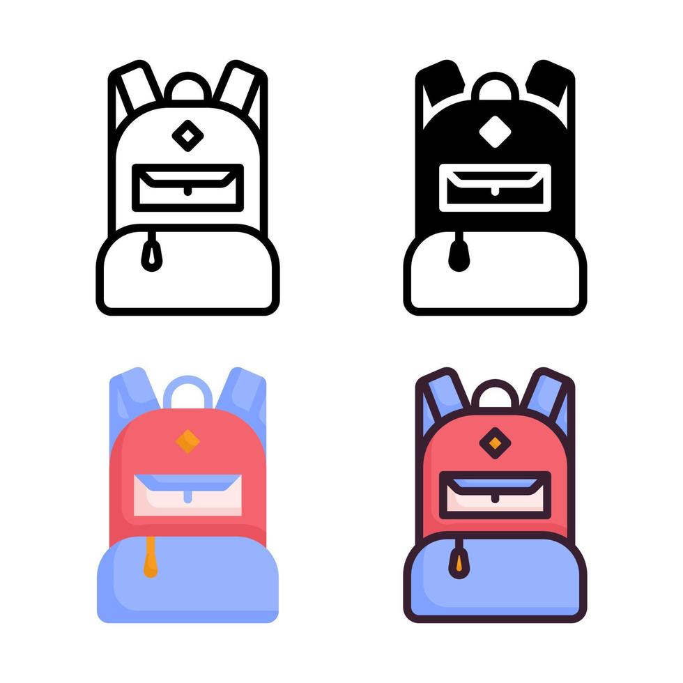 colección de estilo de conjunto de iconos de mochila vector