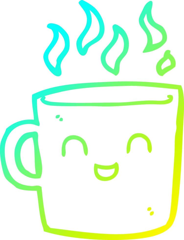 cold gradient line drawing cute coffee cup cartoon vector