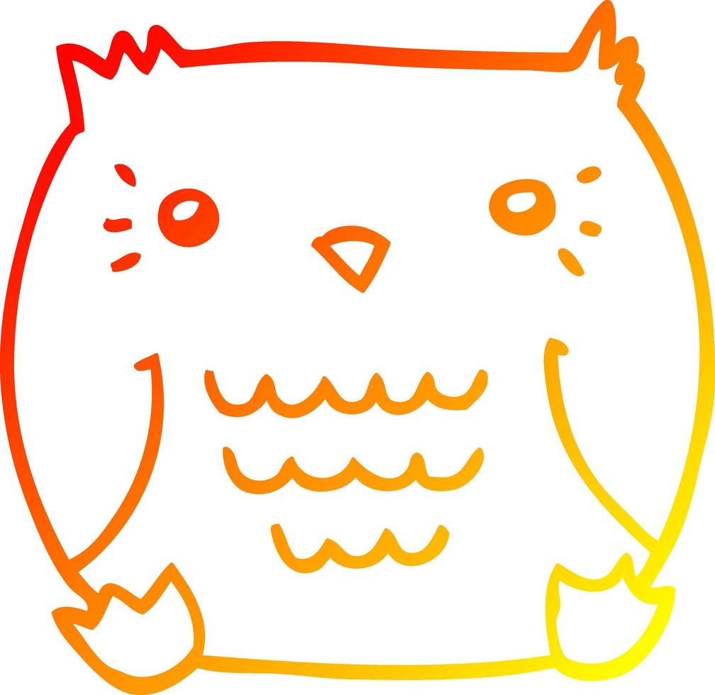 warm gradient line drawing cartoon owl vector