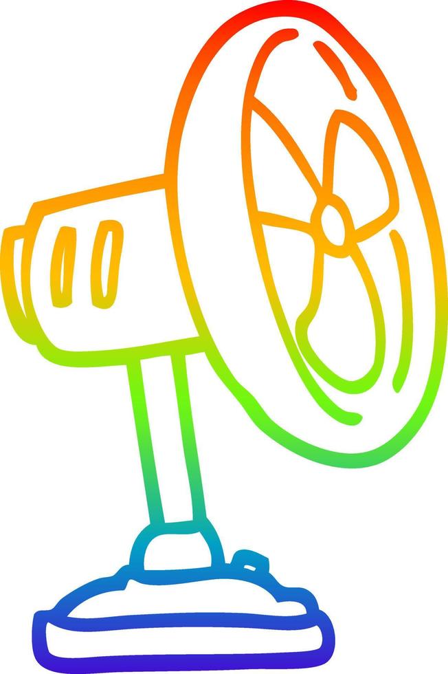 rainbow gradient line drawing cartoon desktop fan vector
