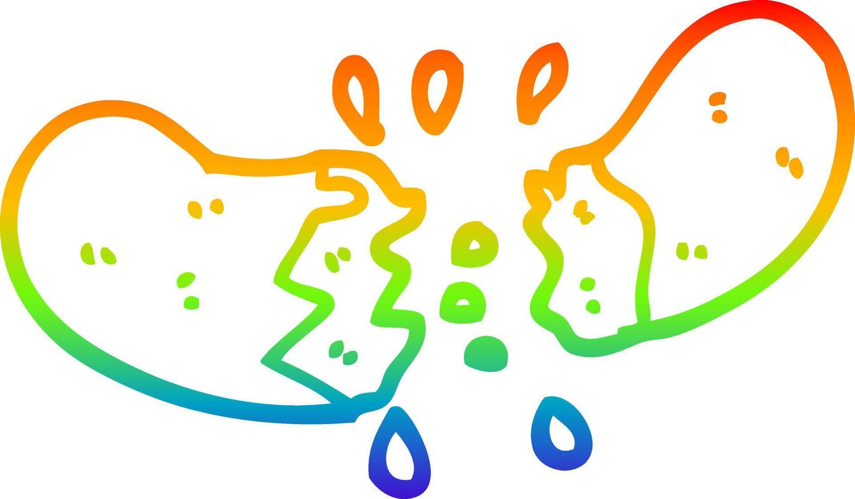 salchicha de dibujos animados de dibujo de línea de gradiente de arco iris vector