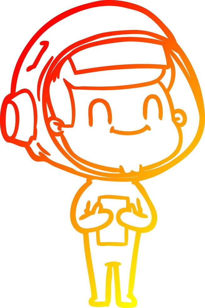 warm gradient line drawing happy cartoon astronaut man vector