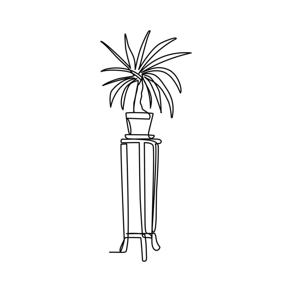 ilustración vectorial de la palma en una olla dibujada en estilo de arte lineal vector