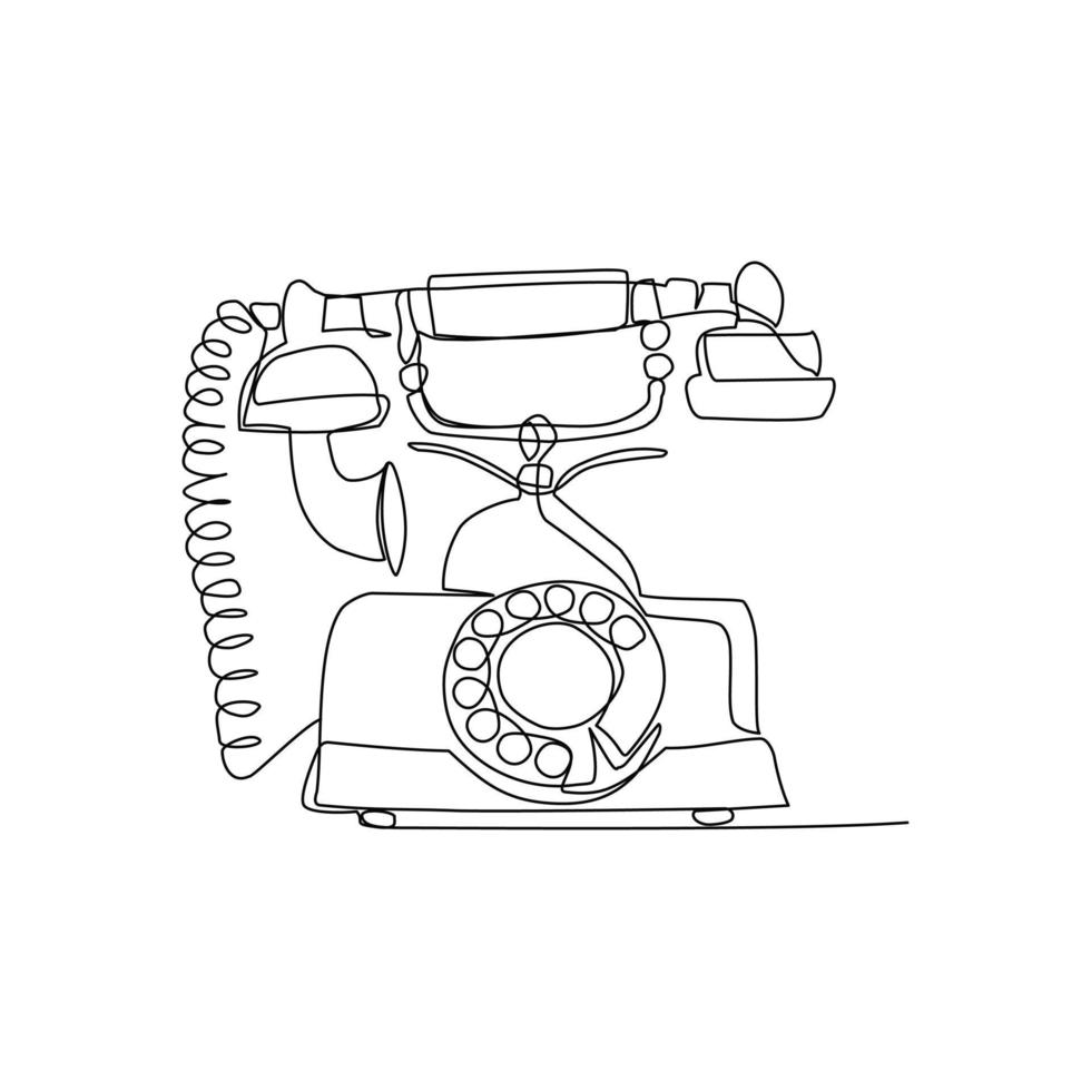 Telephone vector illustration drawn in line art style