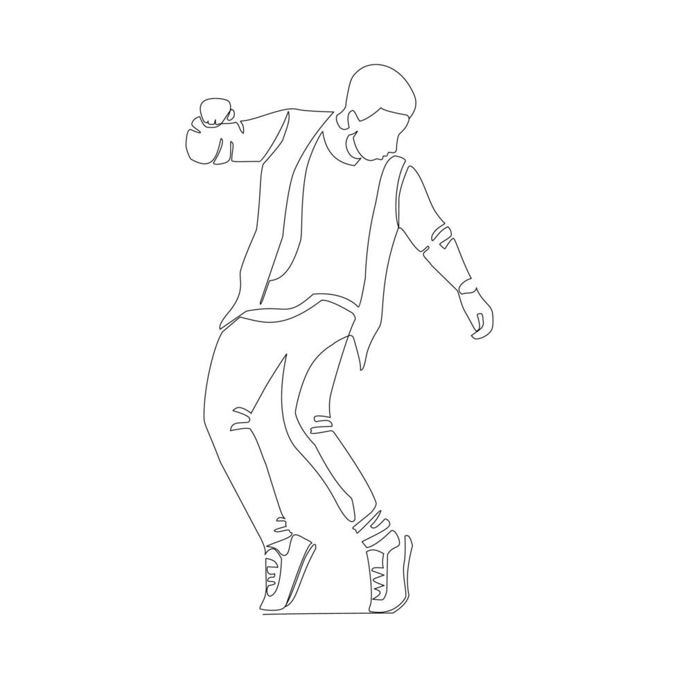 ilustración vectorial de un chico bailando dibujado en estilo de arte lineal vector