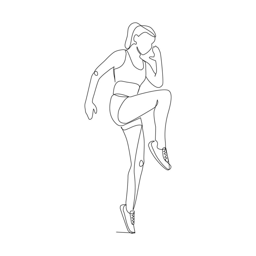Vector illustration of a woman doing sports drawn in line-art style