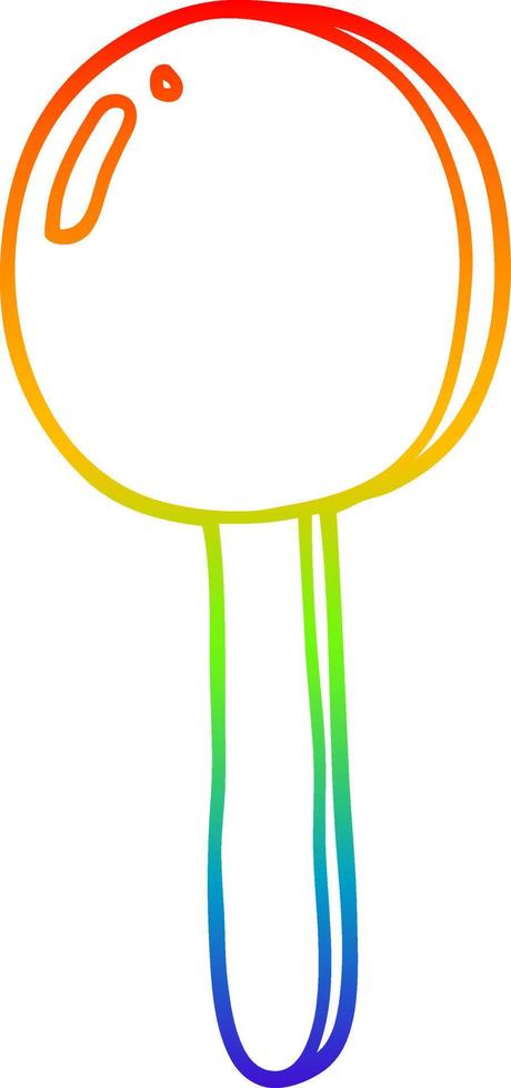 piruleta de dibujos animados de dibujo de línea de degradado de arco iris vector