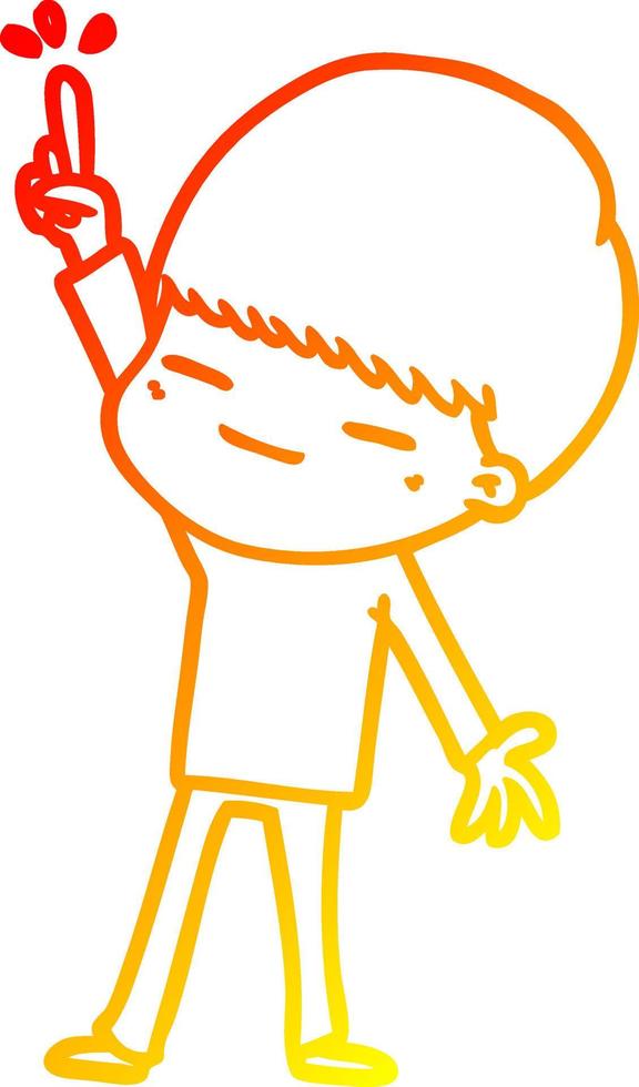 warm gradient line drawing cartoon smug boy vector