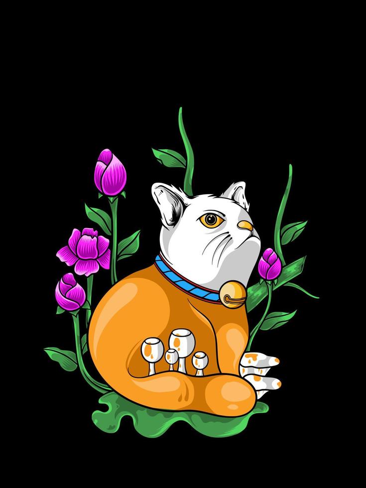 quiet cute cat that blends in with nature vector