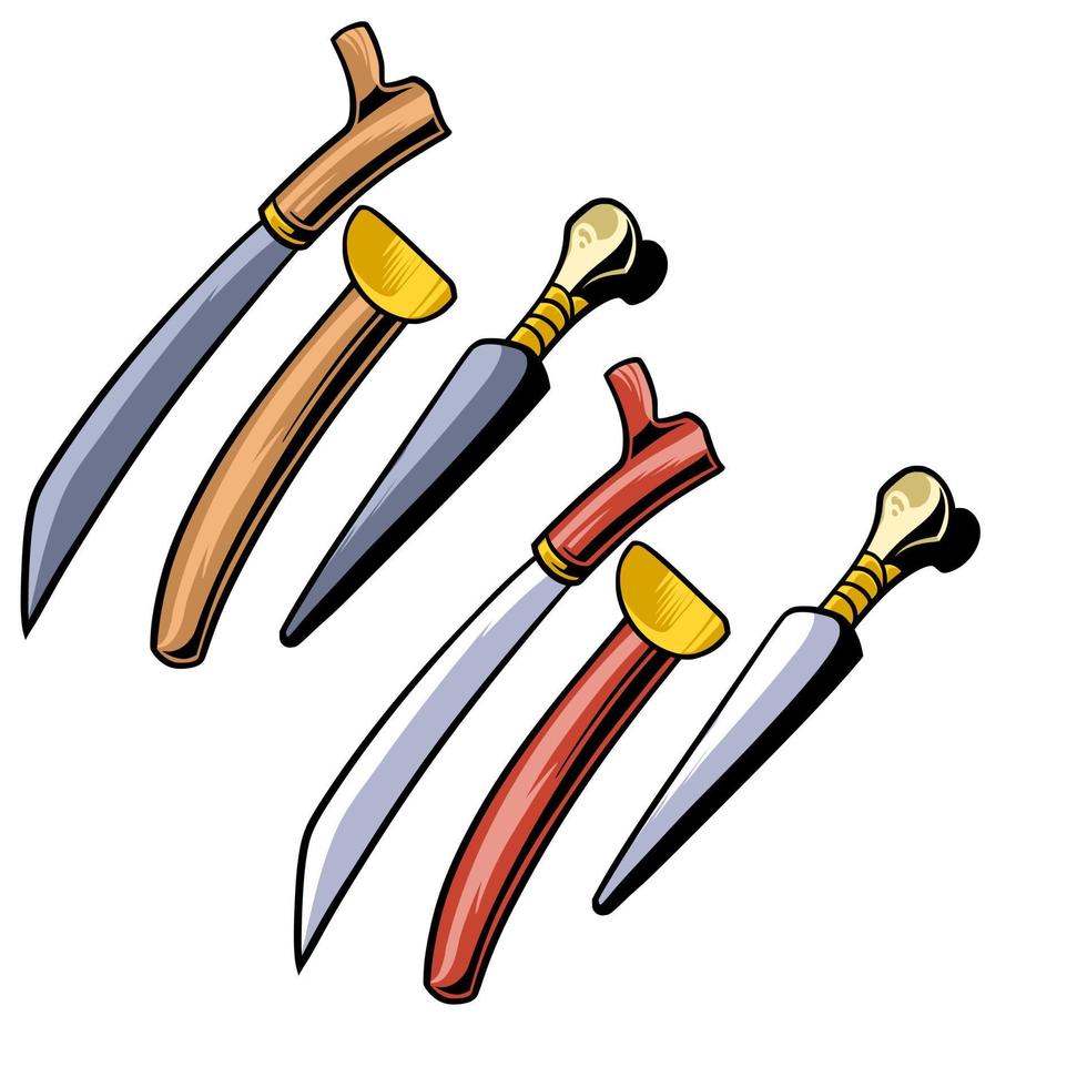 various ancient knives and machetes vector