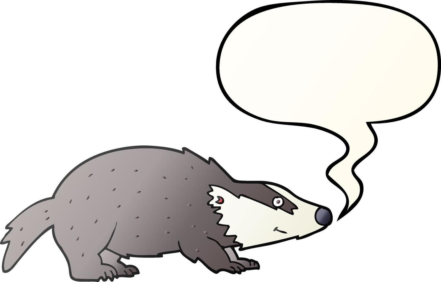 cartoon badger and speech bubble in smooth gradient style vector