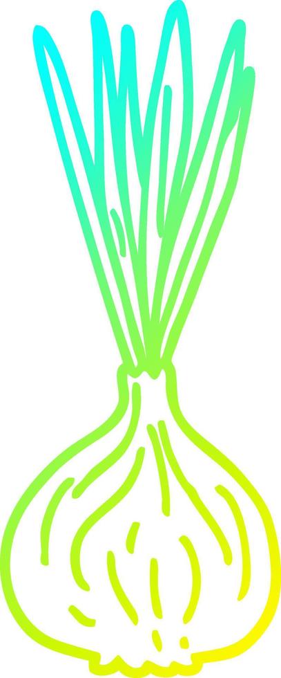 cold gradient line drawing cartoon sprouting onion vector