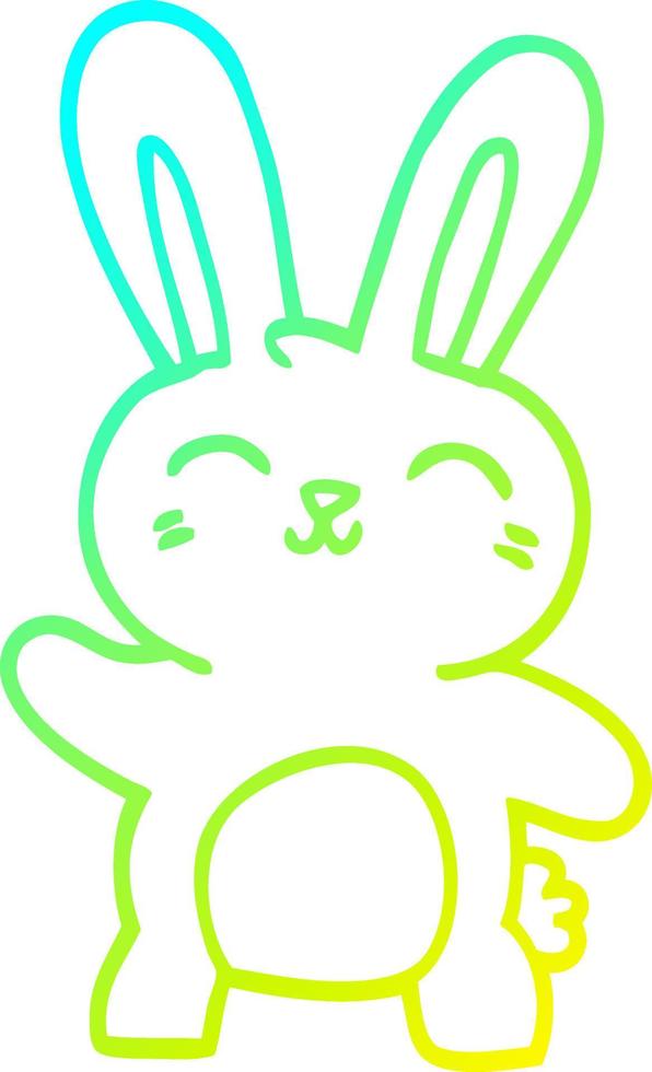 cold gradient line drawing cartoon happy bunny vector