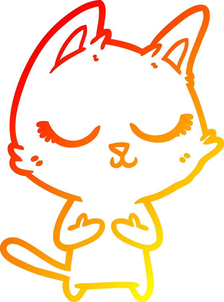 dibujo lineal de gradiente cálido gato de dibujos animados tranquilo vector