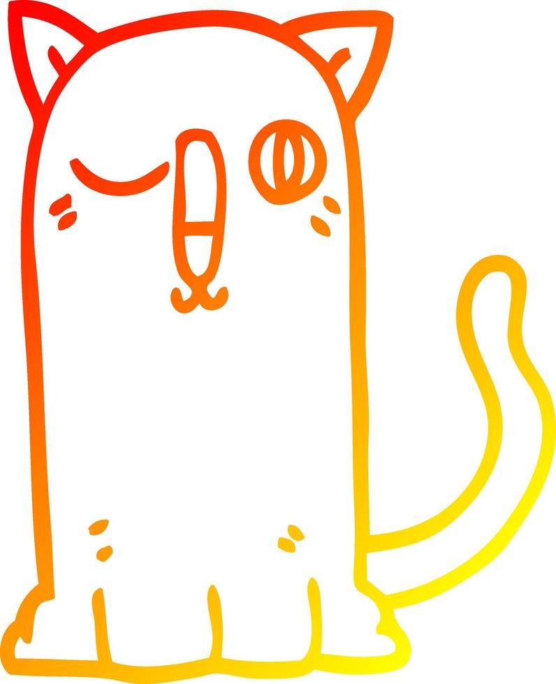 dibujo de línea de gradiente cálido gato divertido de dibujos animados vector