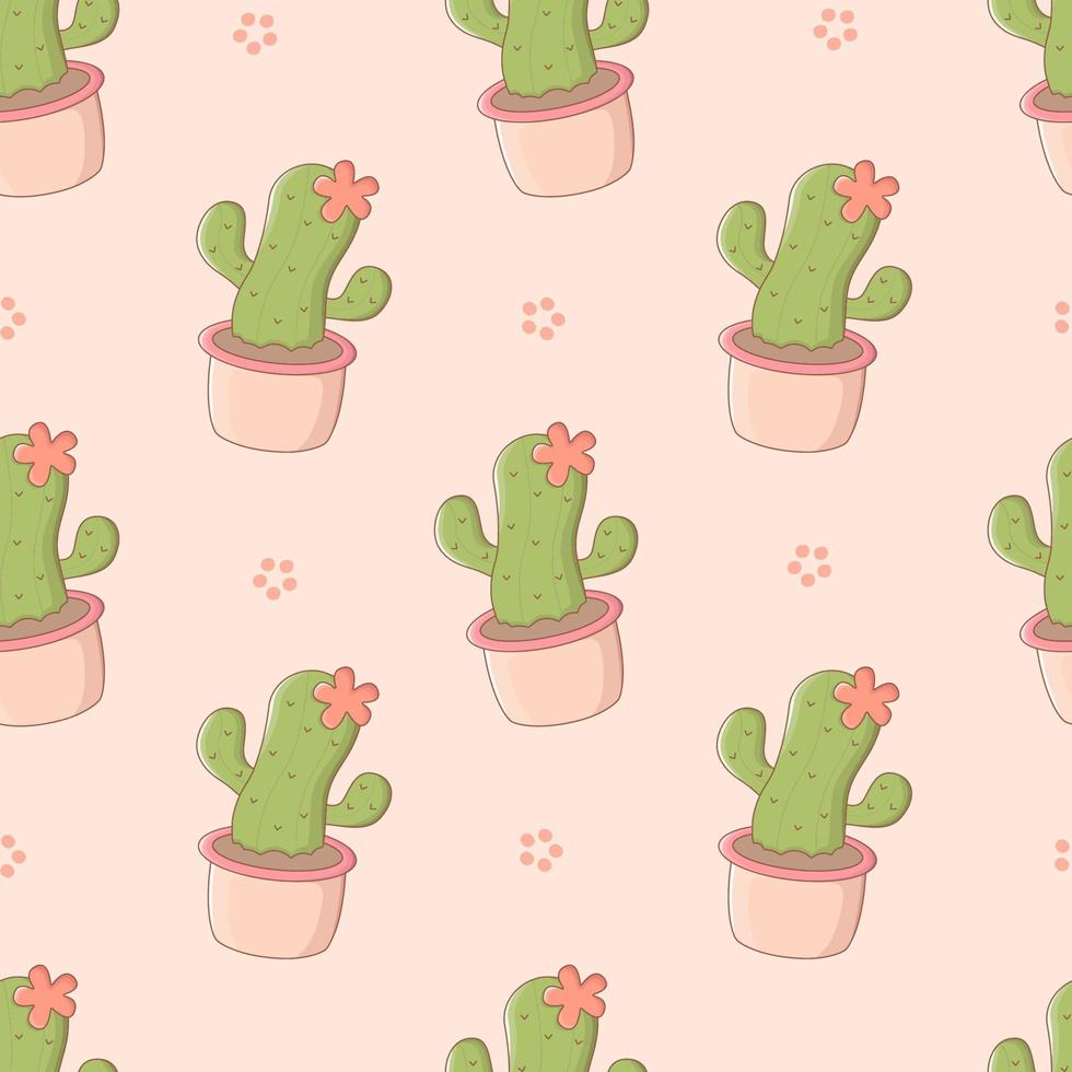 patrón sin costuras con cactus de dibujos animados. lindo estampado para estuche de teléfono, fondos, moda, papel de envolver y textil. ilustración vectorial vector