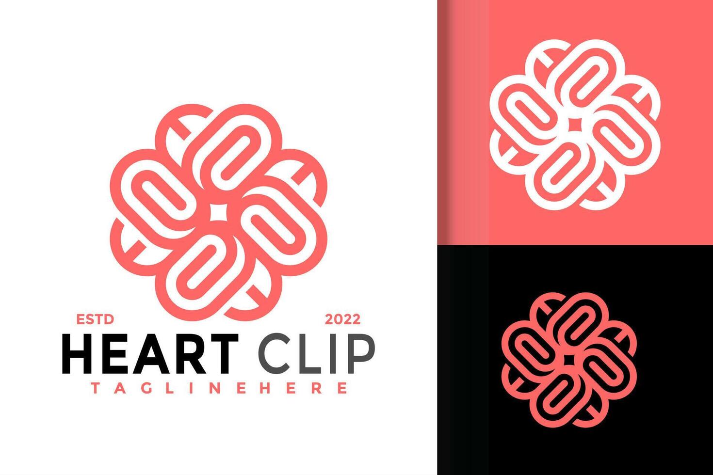 diseño de logotipo de clip de papel de corazón, vector de logotipos de identidad de marca, logotipo moderno, plantilla de ilustración vectorial de diseños de logotipos