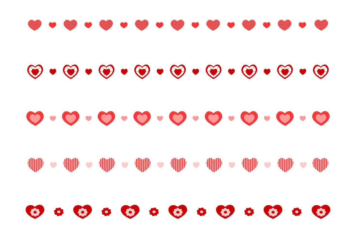 Different decorative borders with hearts. Set of templates for Valentine day card, wedding invitation, web design vector