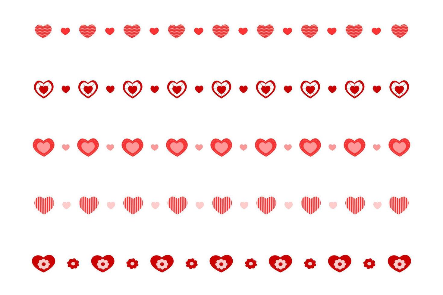 diferentes bordes decorativos con corazones. conjunto de plantillas para tarjeta de San Valentín, invitación de boda, diseño web vector