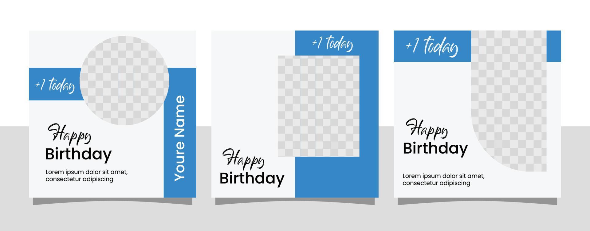 plantilla de publicación de redes sociales de banner de concepto de cumpleaños minimalista vector