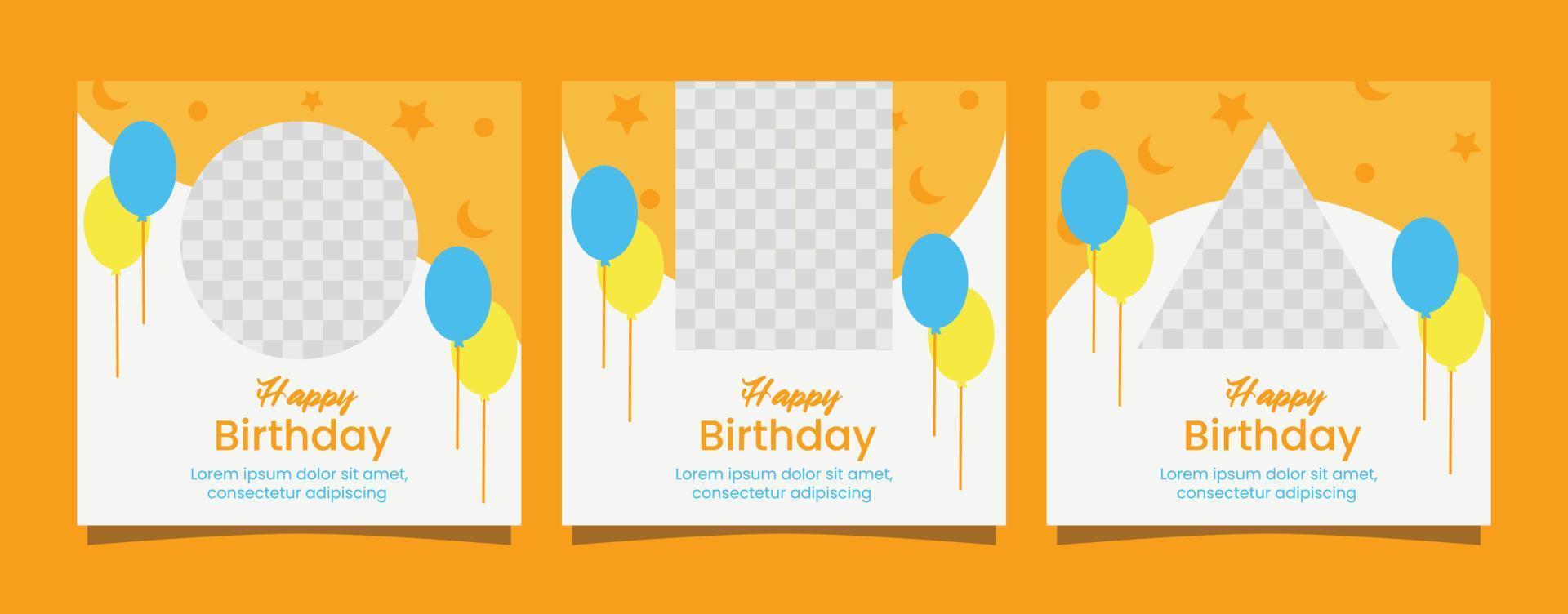 plantilla de publicación de redes sociales de banner de concepto de cumpleaños vector