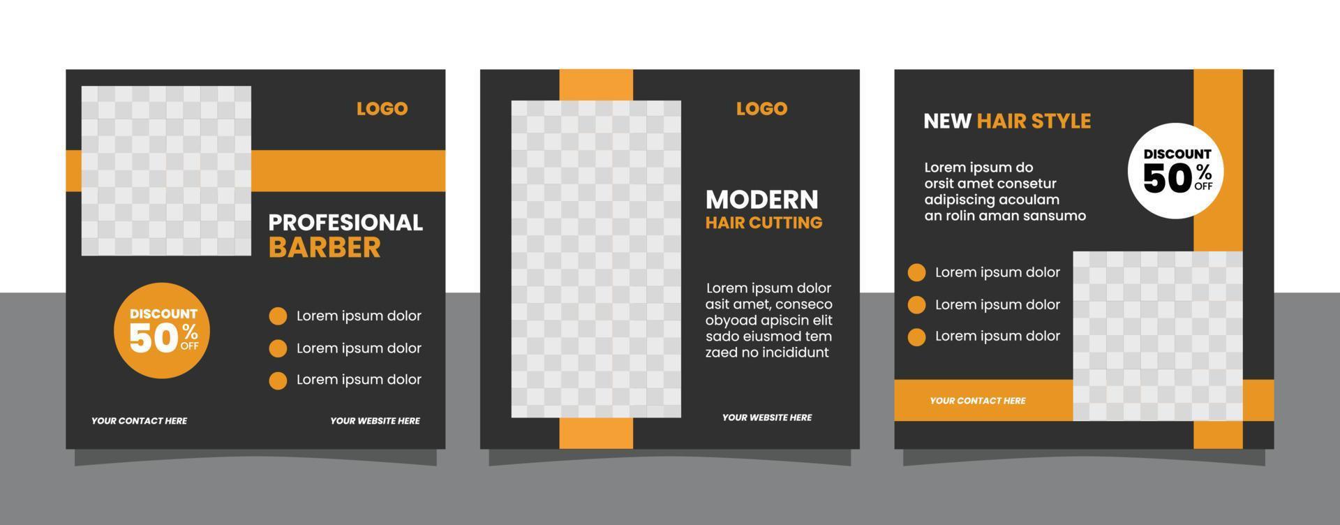Barbershop social media post template premium vector