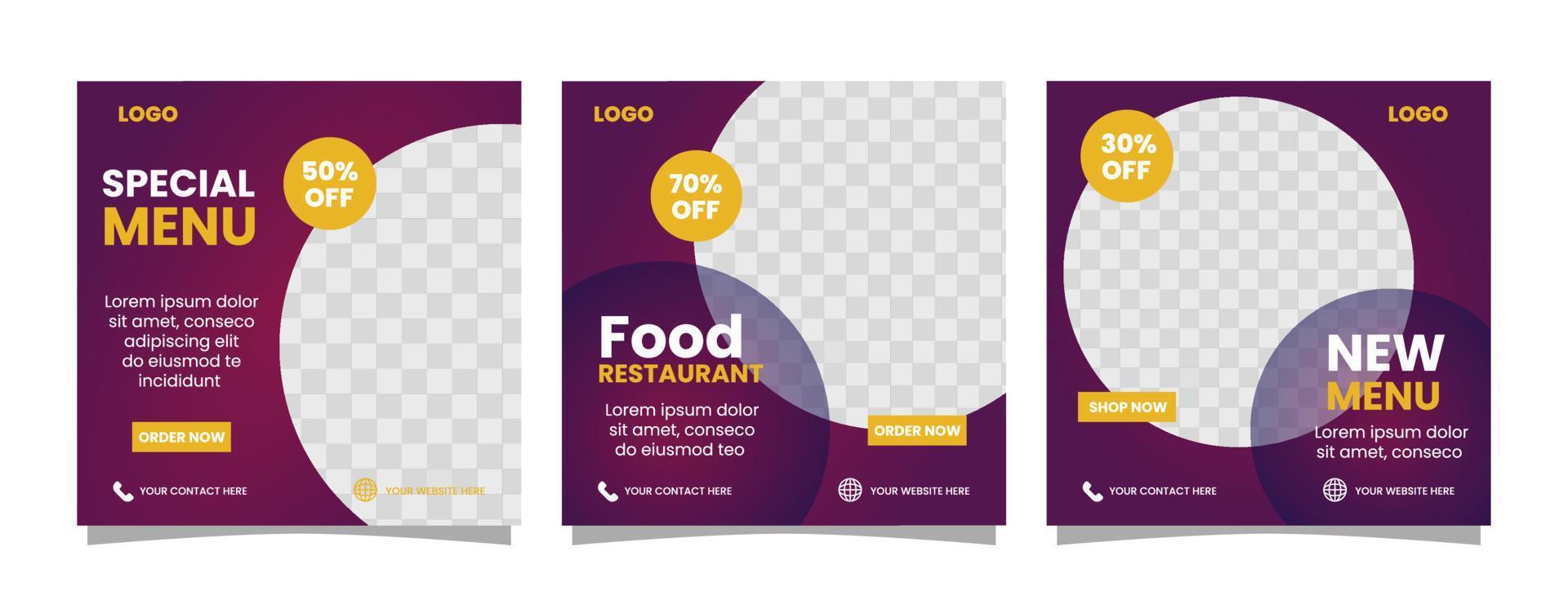 Restaurant Fast Food Social Media Post Template vector