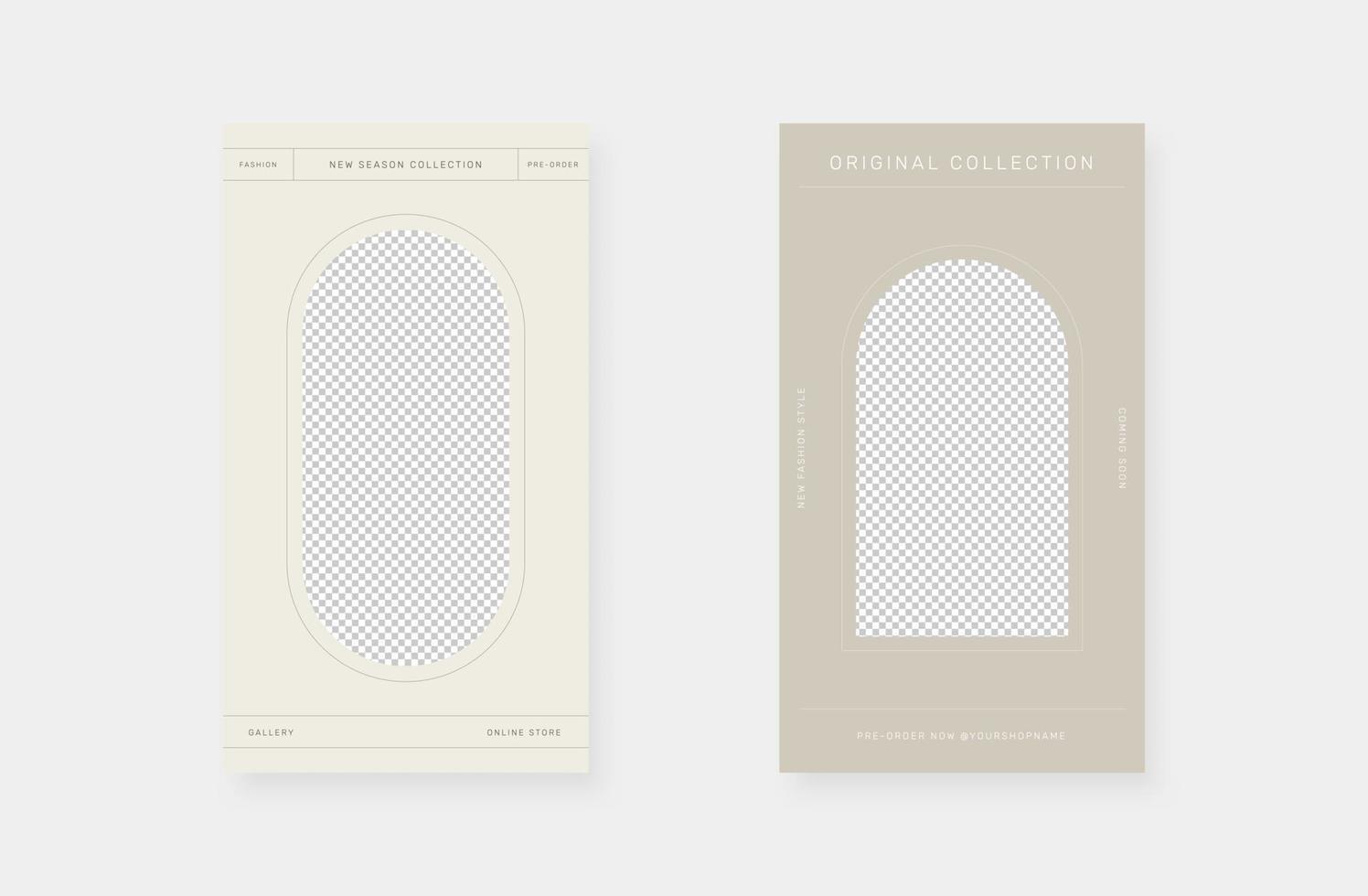 Minimalist fashion social media stories. Trendy editable social media stories template. Vector illustration.