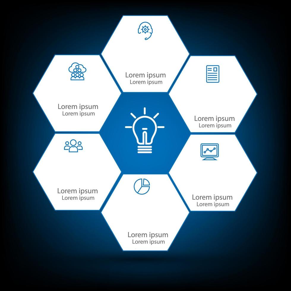 Abstract elements Infographic Hexagon shape data vector Template Process concept for strategy and information education or technology
