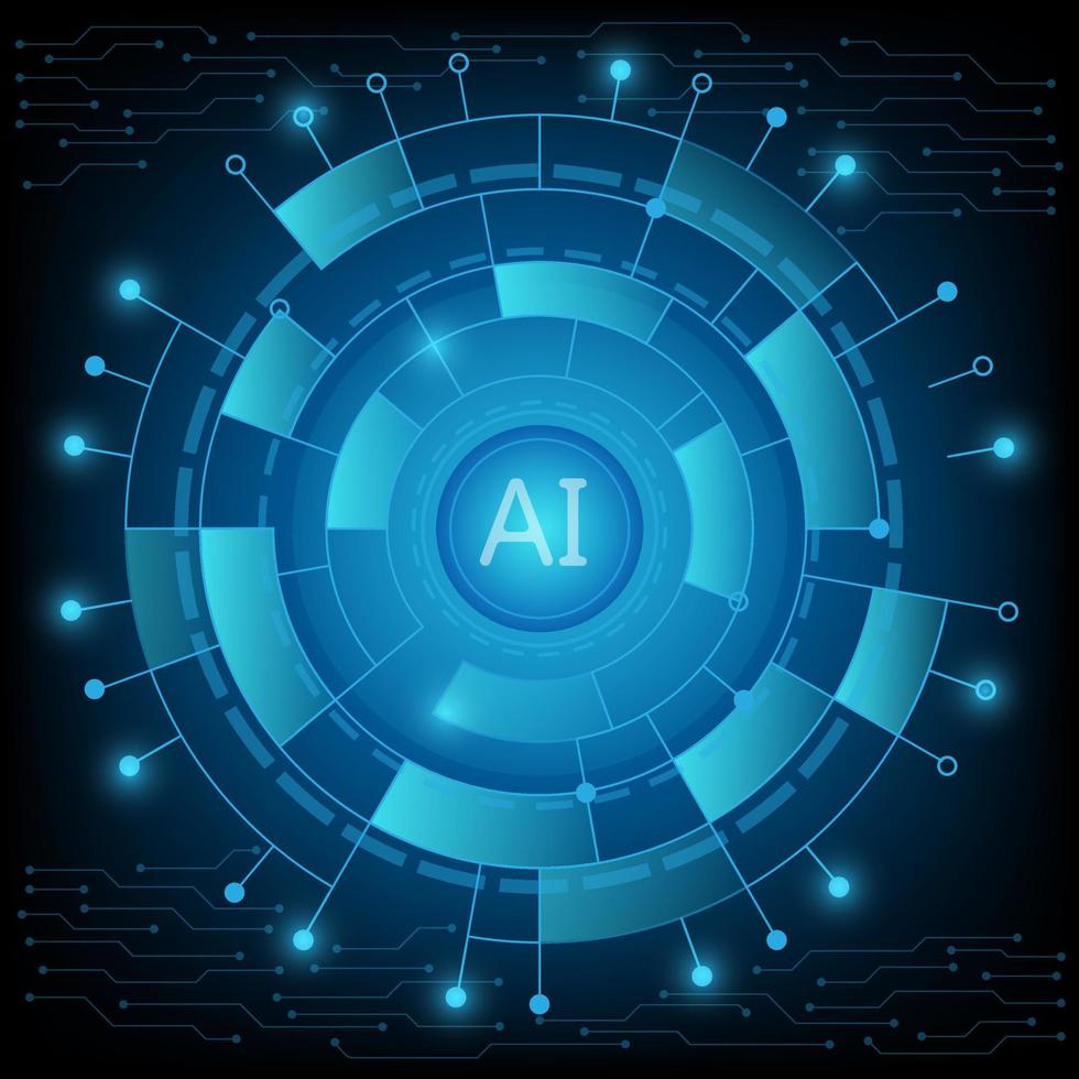 AI HUD control from center concept vector for technology and finance concept and education for future