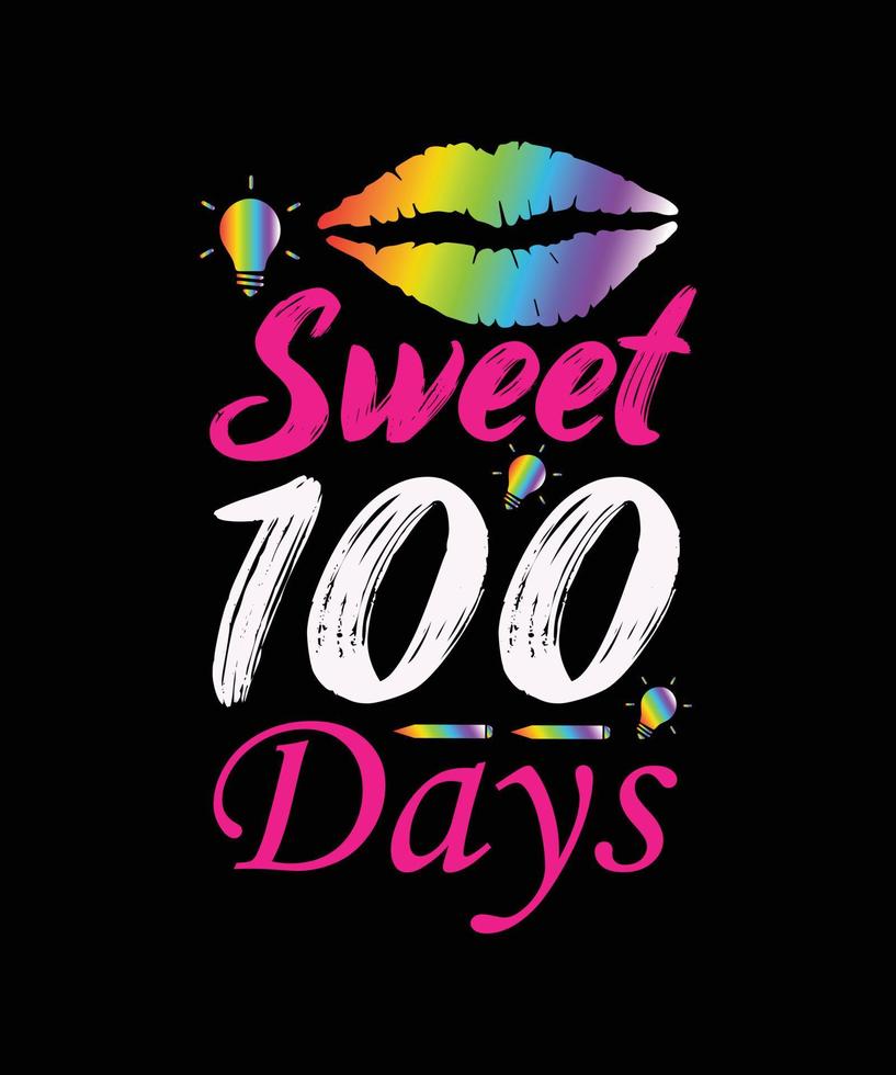 sweet 100 days. Back to school t-shirt design, 100 days of school typography t-shirt design. vector