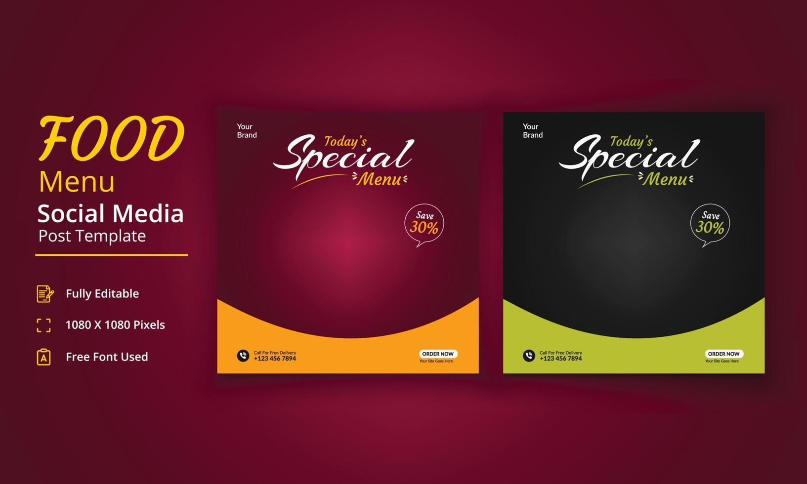 Food Menu Social Media Post Template, Super Special Menu story, Restaurant Social Media Post vector