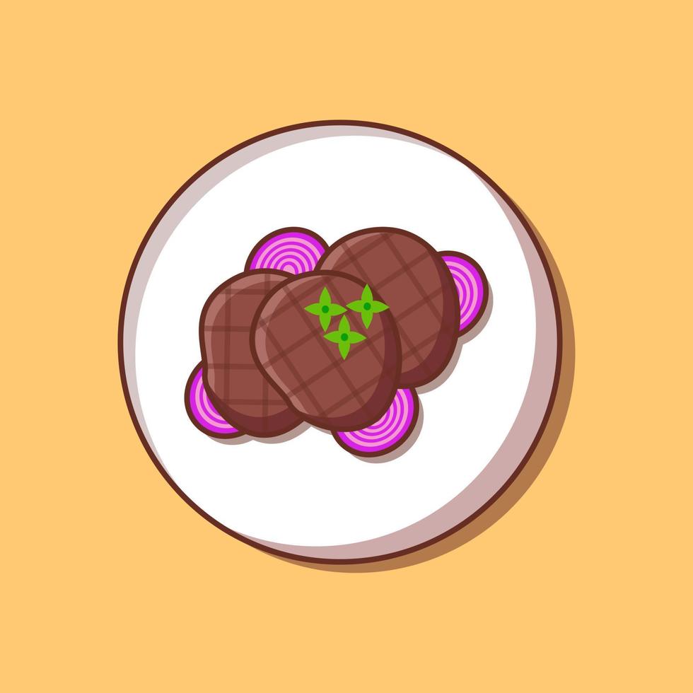 beef with white plate and union for food icon illustration vector