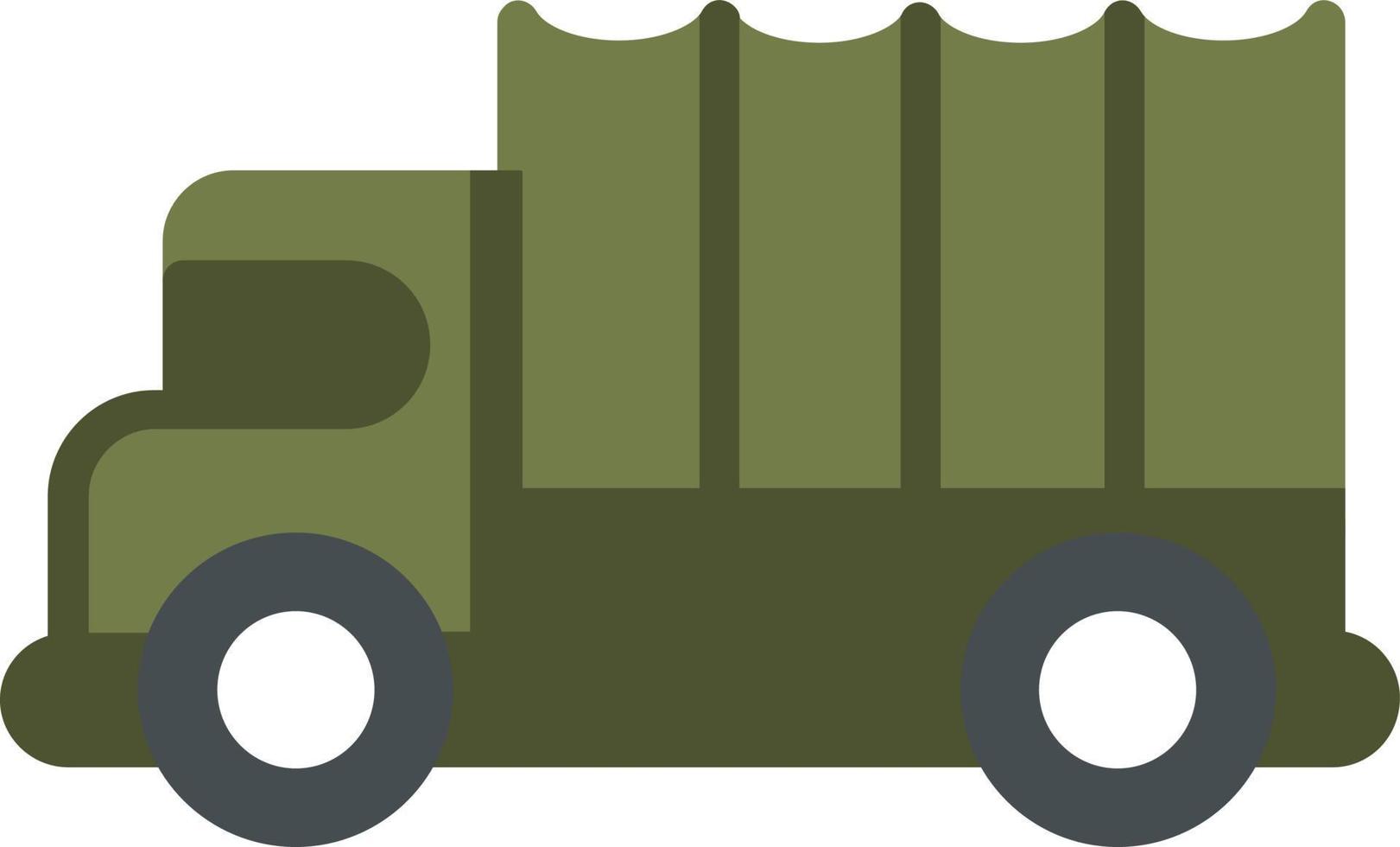 icono plano de camión militar vector