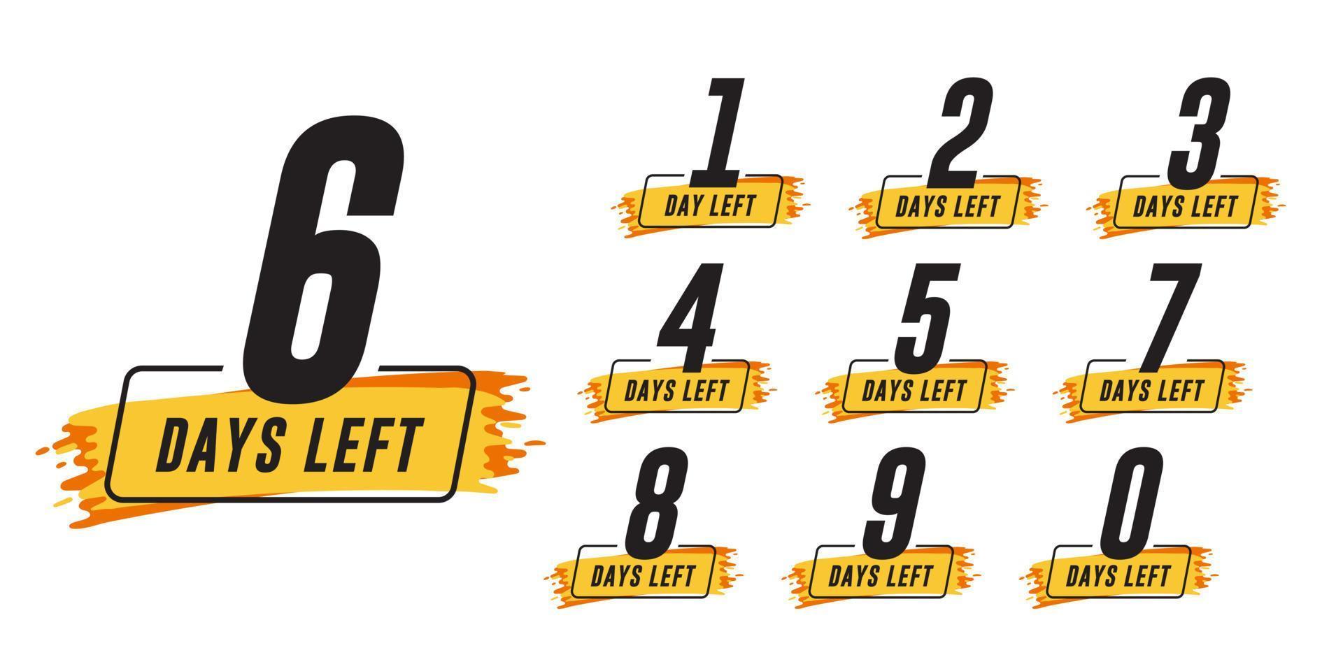 Modern days left numbers.  Stickers and banners timer pack. vector