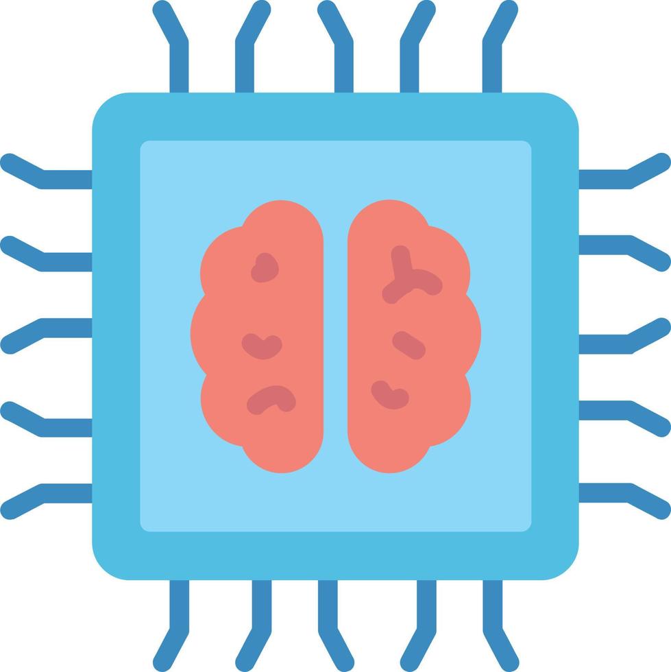 icono plano de vector de inteligencia artificial