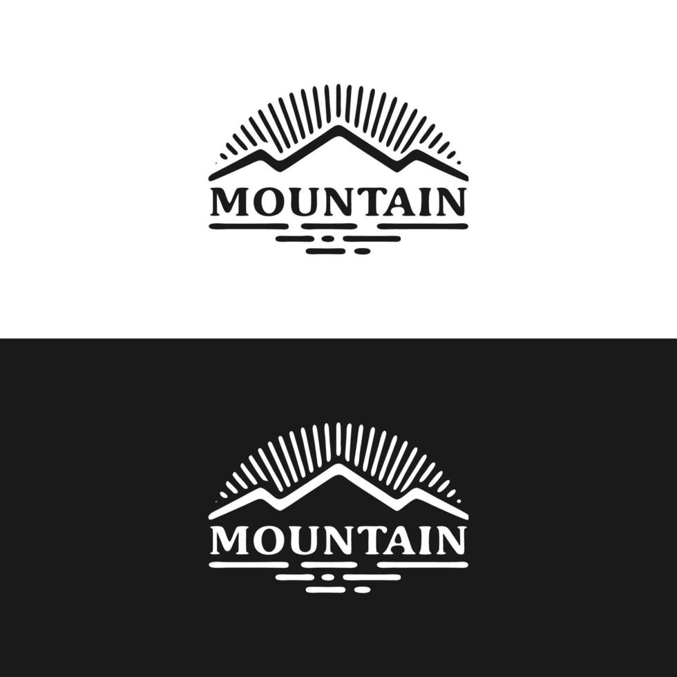 simple mountain logo in vintage style vector