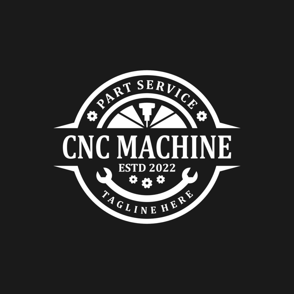 cnc machine logo. auto service workshop vector