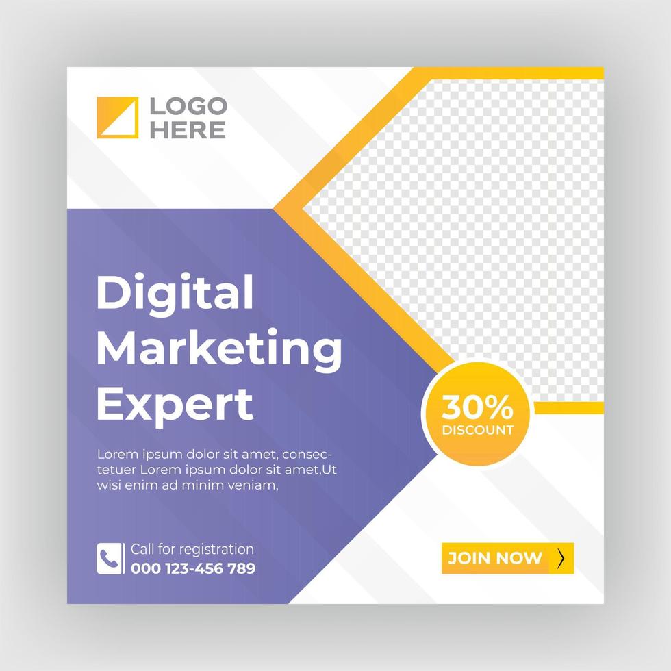 Digital marketing web banner and social media post template vector