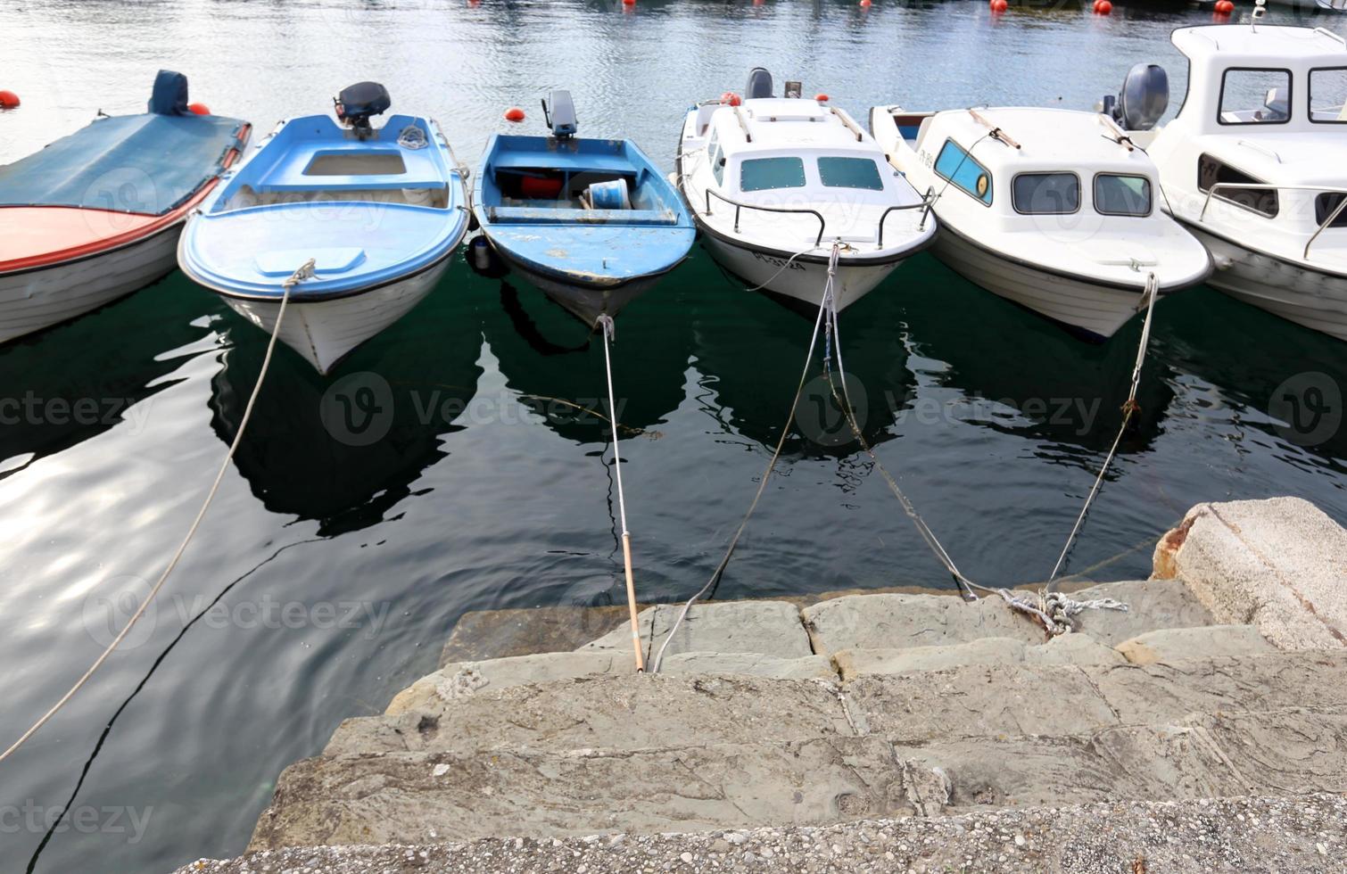 Berth on the seashore for mooring boats and yachts. photo