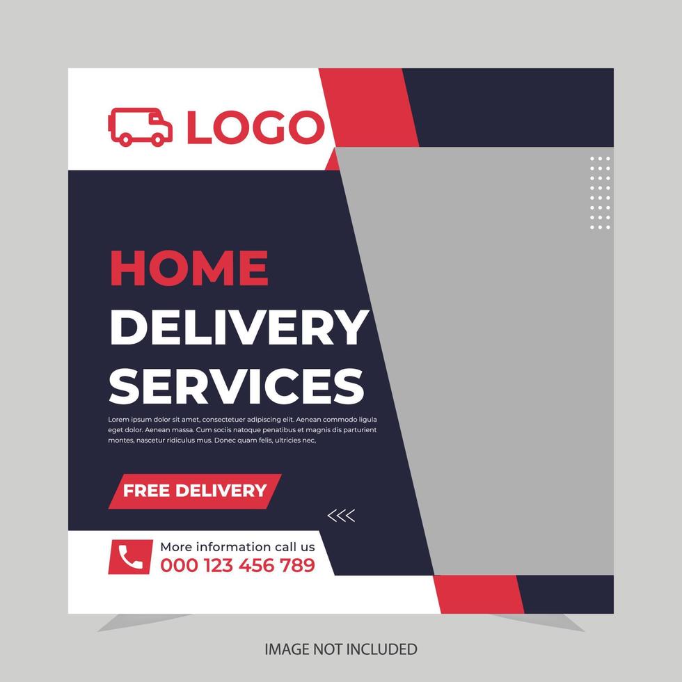 Delivery service instagram post or square web banner template vector