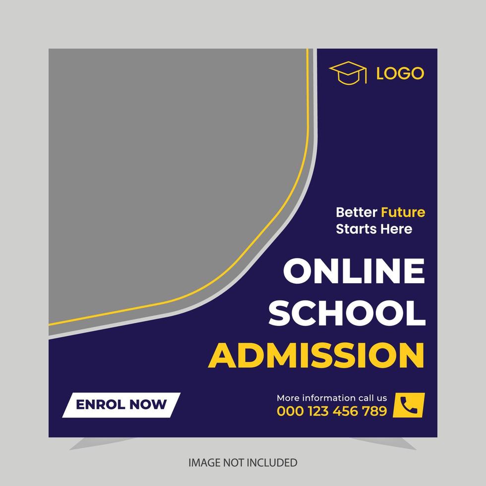 School admission social media post design template vector