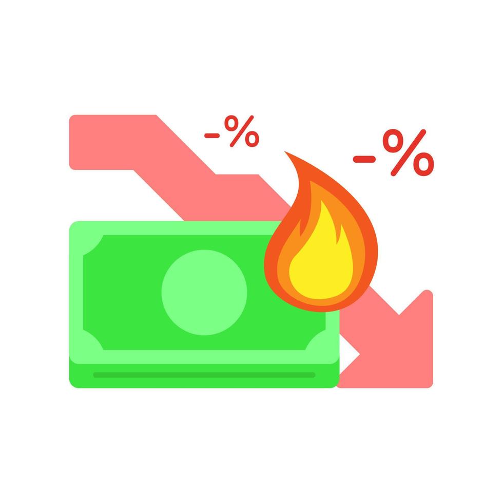 inflación, concepto de quema de dinero ilustración diseño plano vector eps10. elemento gráfico moderno para página de destino, infografía, icono