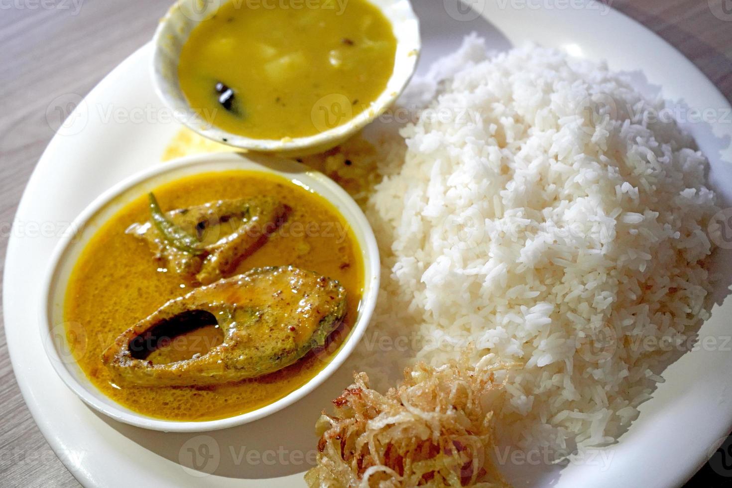 Lunch Served With Hilsa Fish photo