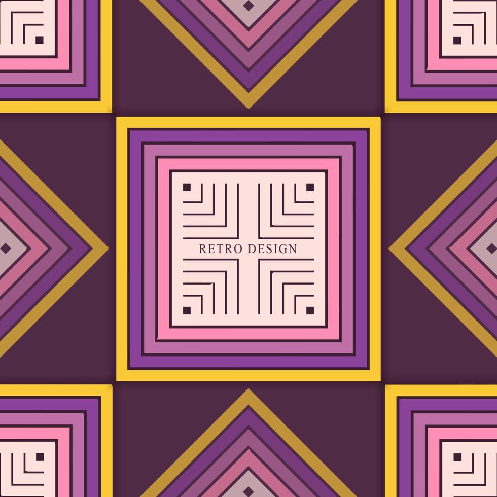 rectangle retro line style background design vector