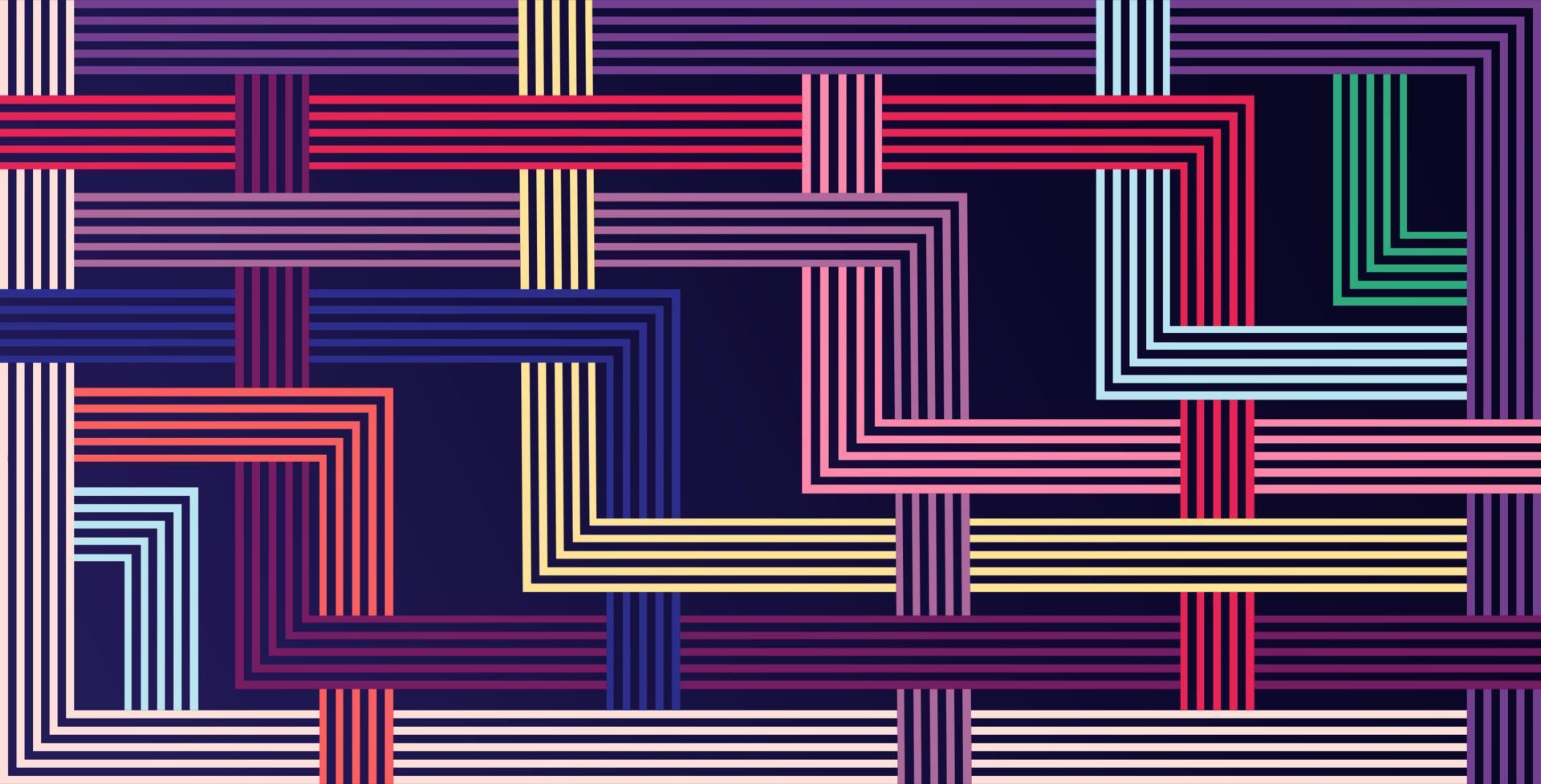 diseño de fondo de estilo de línea retro entrelazado vector